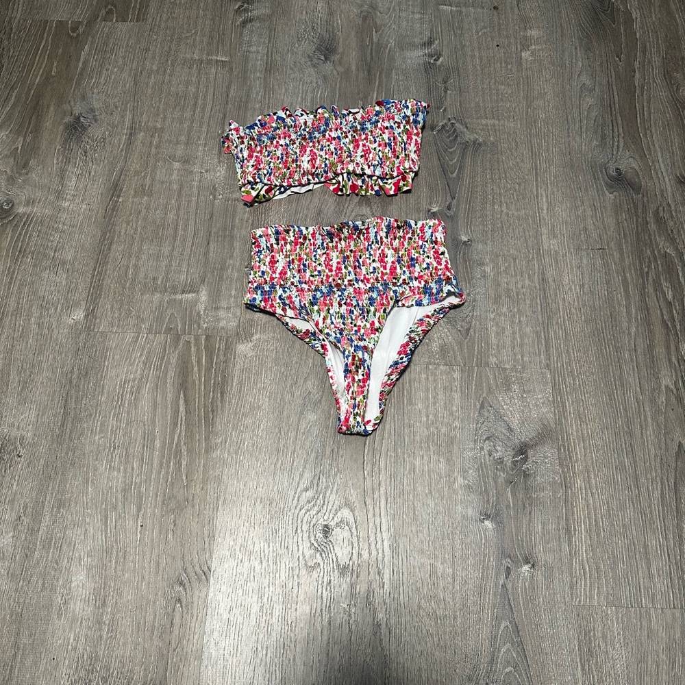 Colorful Ruffled Maternity Bikini Set - M